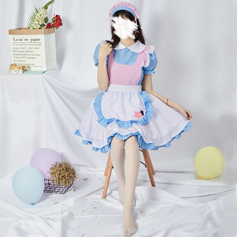 蓝色萝莉塔可爱猫女仆装cosplay动漫服日本女佣服日系甜美lo裙