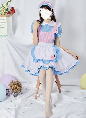 蓝色萝莉塔可爱猫女仆装cosplay动漫服日本女佣服日系甜美lo裙