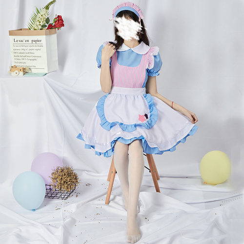 蓝色萝莉塔可爱猫女仆装cosplay动漫服日本女佣服日系甜美lo裙