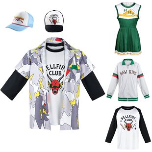 怪奇物语4cos服StrangerThingsS4地狱火俱乐部T恤衬衫万圣节服