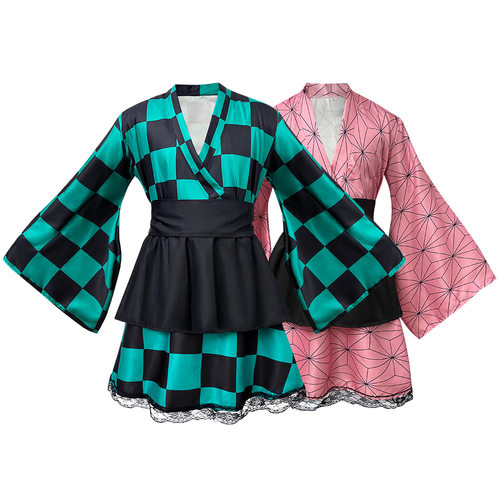 万圣节鬼灭之刃动漫灶门炭治郎祢豆子cospaly服装日本和服