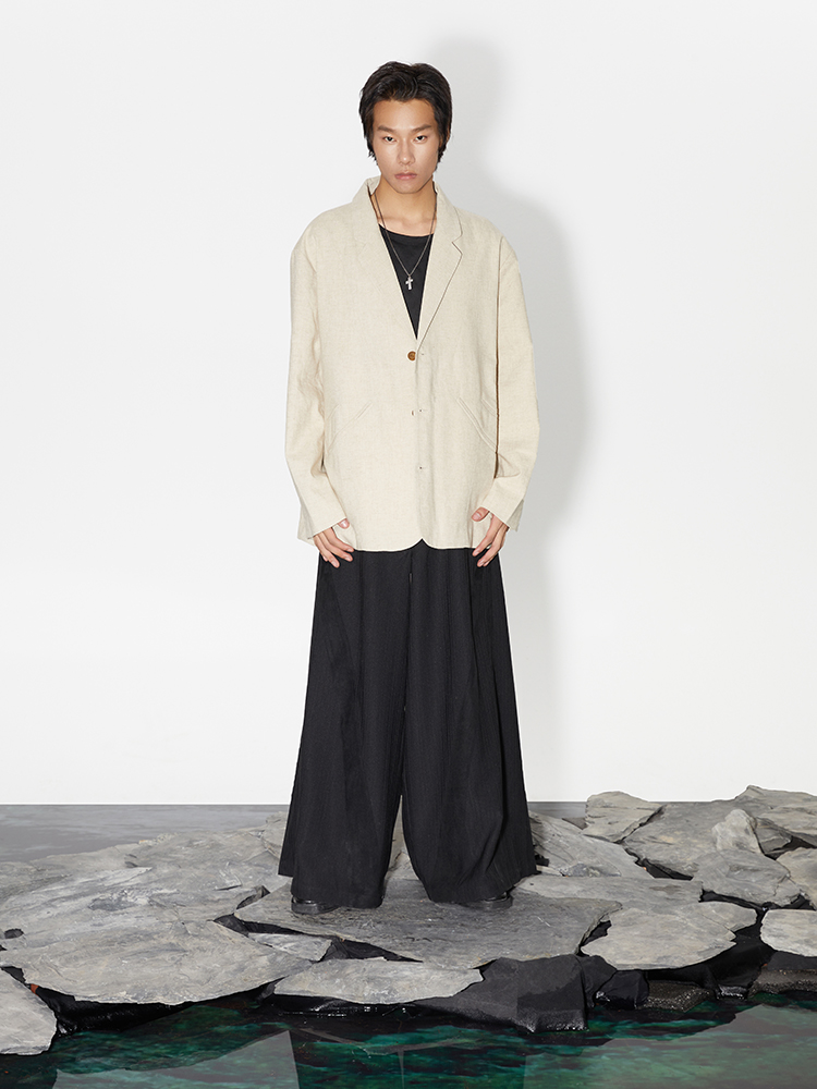 芸蚁秋冬法国亚麻剪裁休闲西服