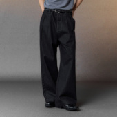 芸蚁〔铁轨〕13盎司赛络纺丹宁明褶结构直筒牛仔长裤 软硬兼施