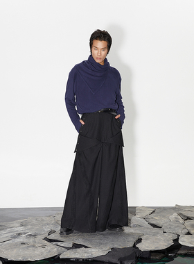 芸蚁「飒」颈甲结构翻领刀疤缝羊毛混纺针织长袖 ALVNG AR ANTS