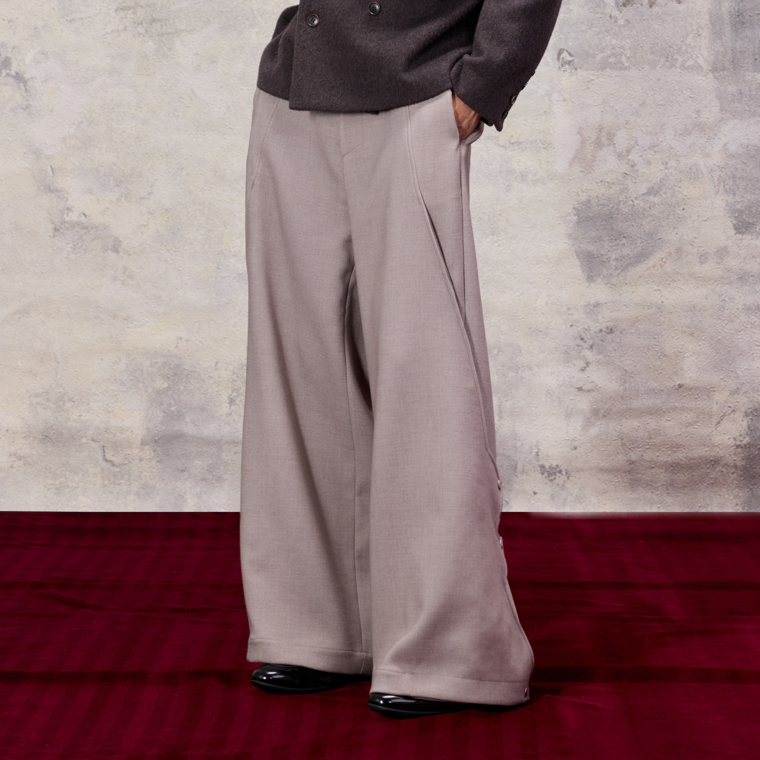 芸蚁〔花桥〕异形飞片暗扣拼接重磅肌理阔腿长裤,男装,休闲裤,淘宝优惠券,粉丝福利购,淘宝优惠卷