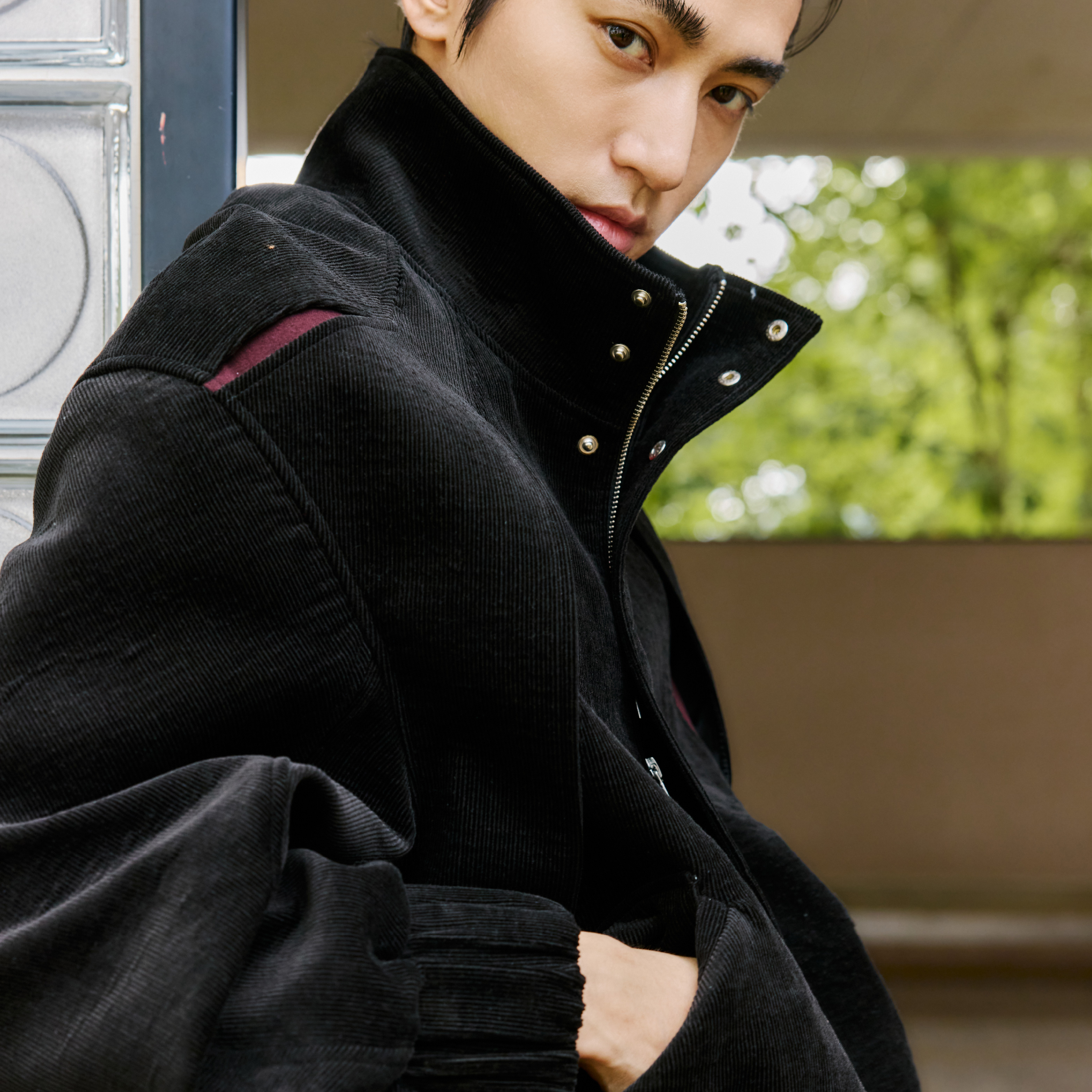 芸蚁〔解放〕袖章灯芯绒飞片撞色立体镂空肩章结构廓形夹克