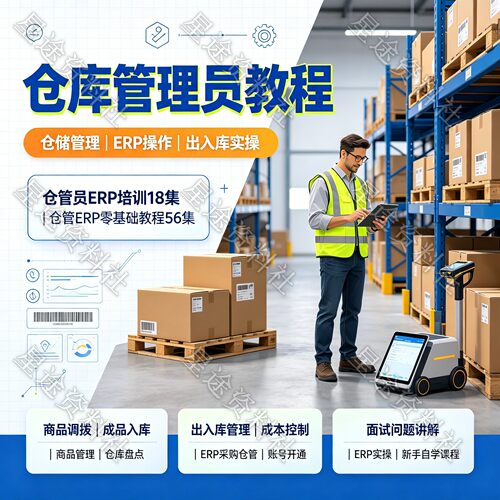 新手仓库管理员视频教程ERP实操出入库调拨培训盘点管理速成课程