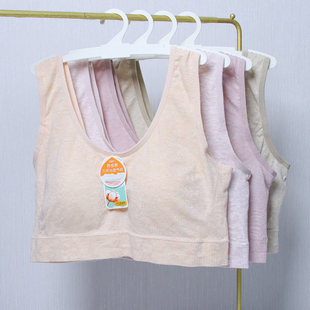 无缝面料后背拼网纱 薄胸垫大码妈妈背心式文胸内衣 燕佳思1848