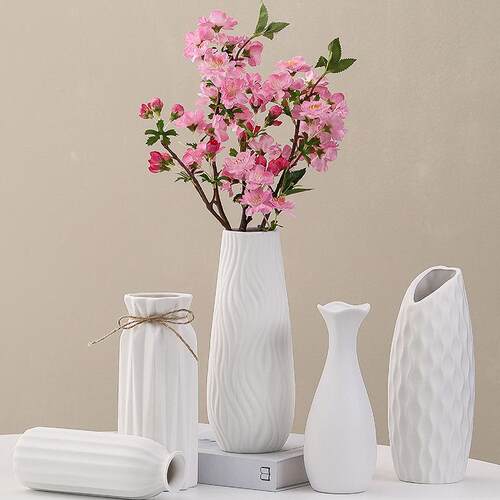 现代陶瓷花瓶大中小号陶瓷花器加厚插干花假花装饰品客厅餐厅电视