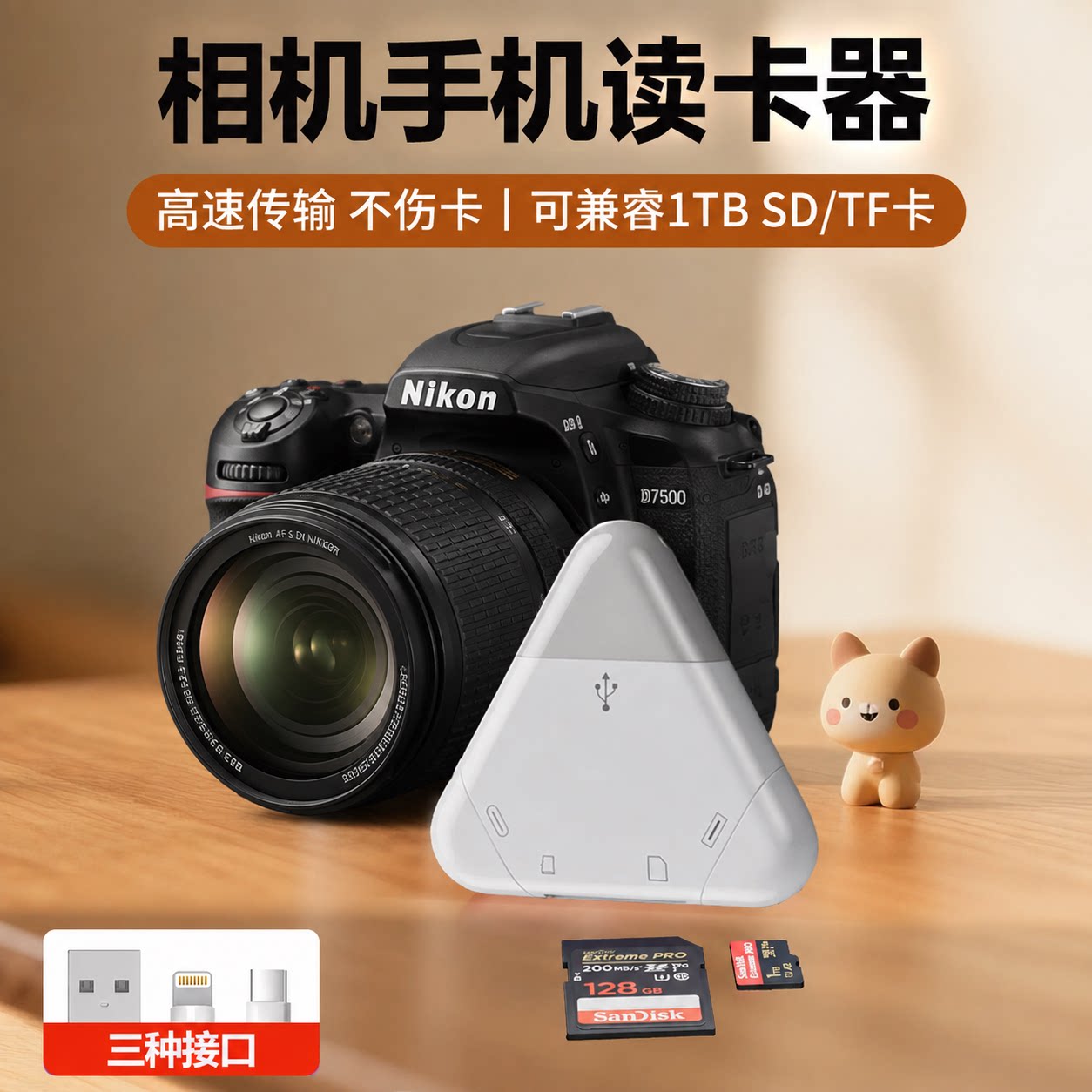 适用尼康相机手机读卡器