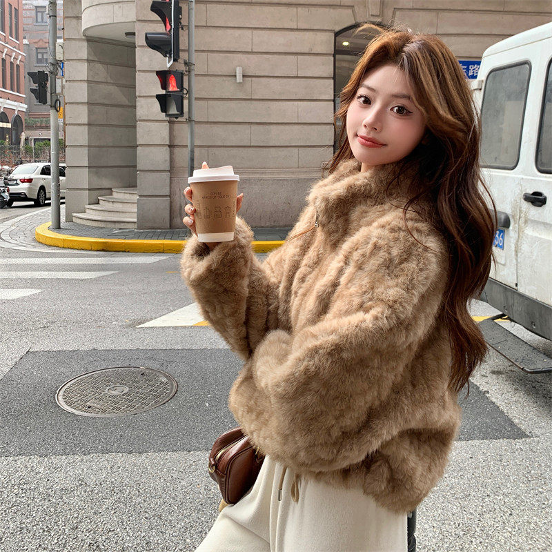 美拉德气质皮毛一体短款羊羔毛绒仿皮草外套女冬2025新款超火棉服,个性定制/设计服务/DIY,棉服工装,淘宝优惠券,粉丝福利购,淘宝优惠卷