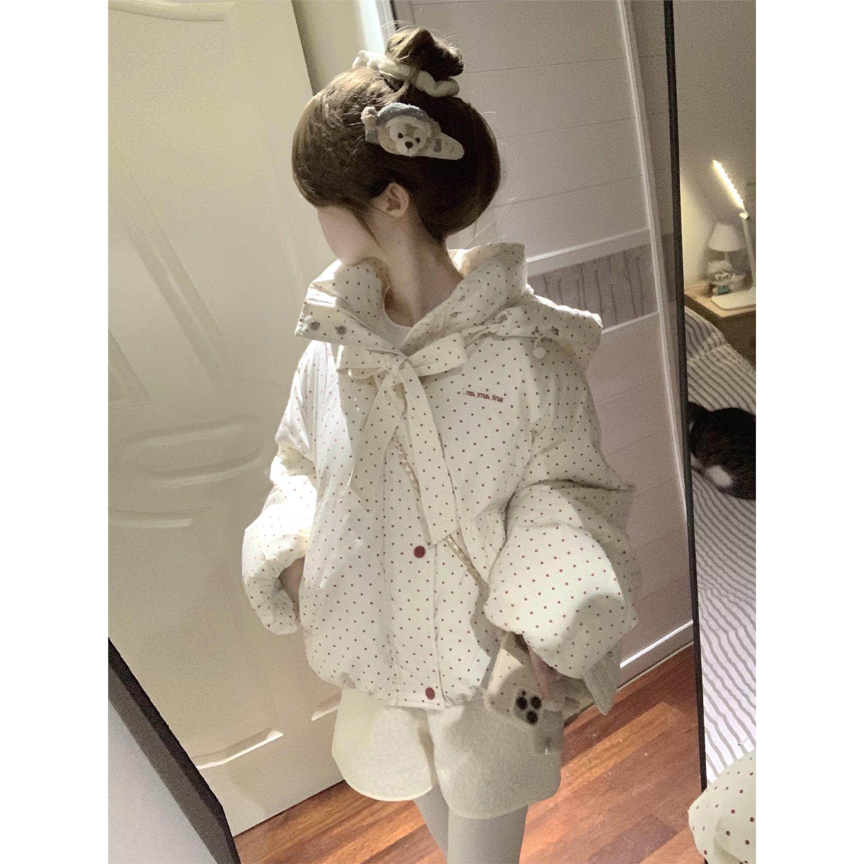 超好看波点棉服女短款2025冬季新款韩系小个子棉袄加厚棉衣外套女,个性定制/设计服务/DIY,棉服工装,淘宝优惠券,粉丝福利购,淘宝优惠卷