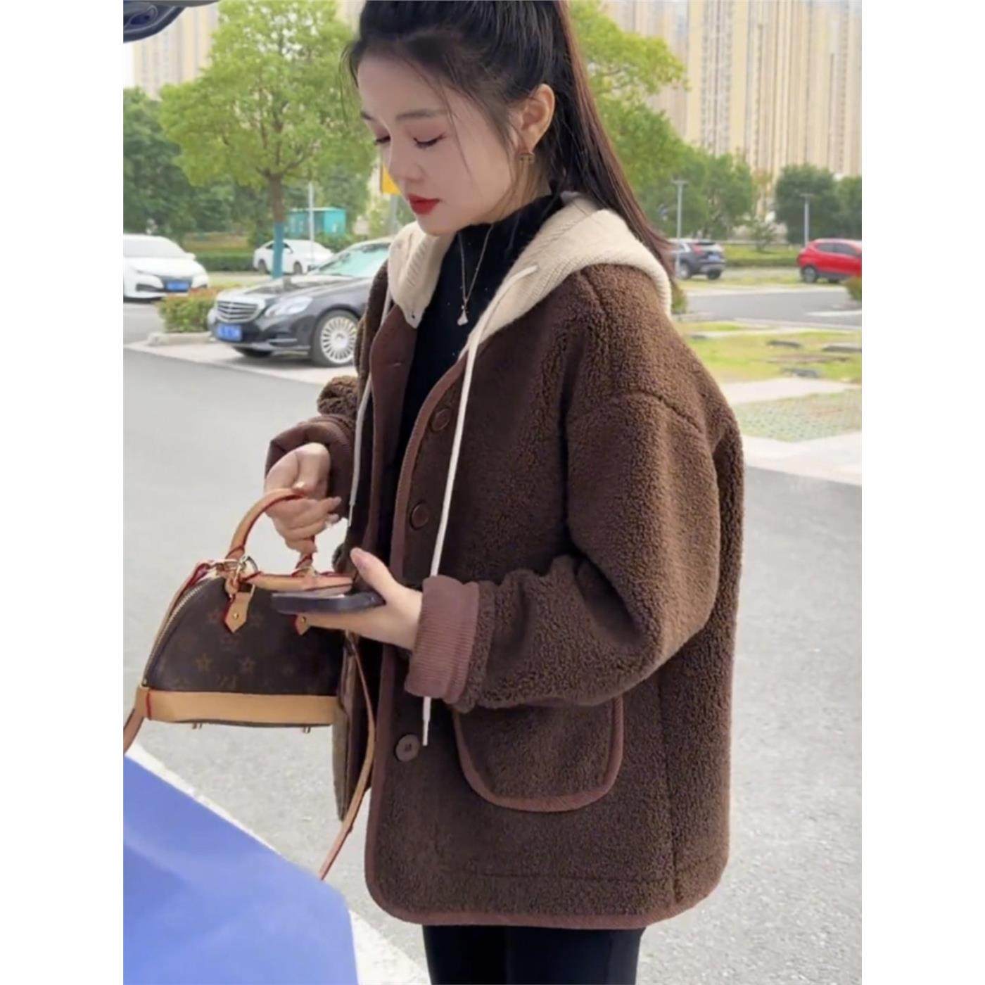 加厚连帽羊羔毛皮毛一体外套女2025秋冬新款宽松毛毛保暖棉服上衣,个性定制/设计服务/DIY,棉服工装,淘宝优惠券,粉丝福利购,淘宝优惠卷