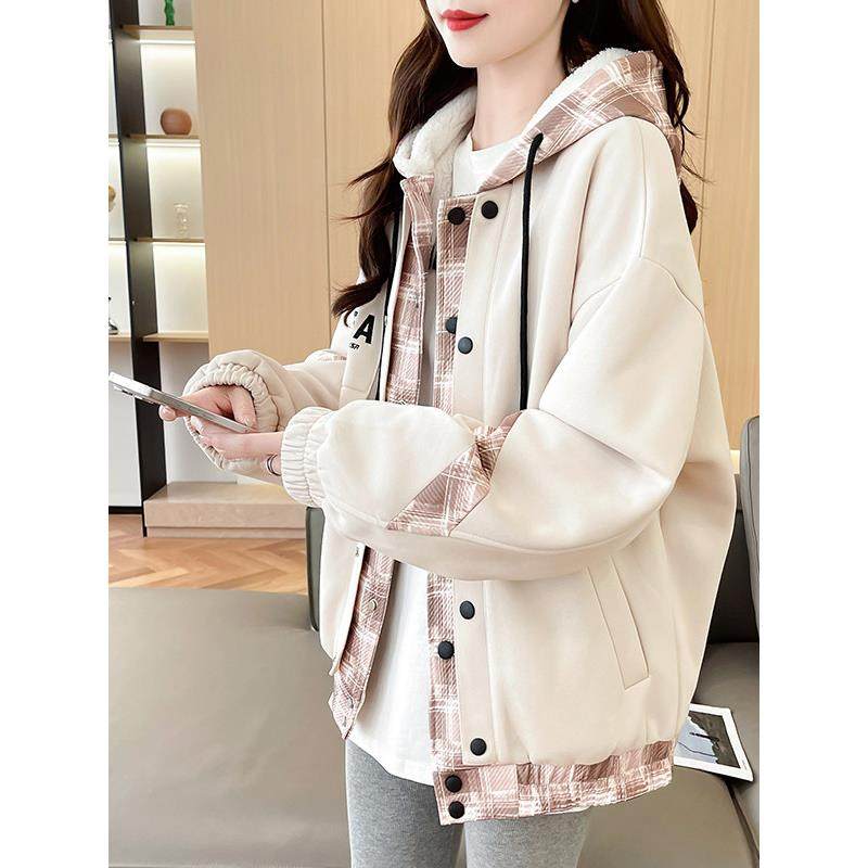 加绒加厚羊羔绒美式拼色棒球服外套女秋冬新款初高中学生保暖棉服,个性定制/设计服务/DIY,棉服工装,淘宝优惠券,粉丝福利购,淘宝优惠卷