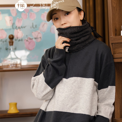 【羊绒脖套】复古山羊绒全绒女秋冬季宽松针织复古保暖围巾护颈