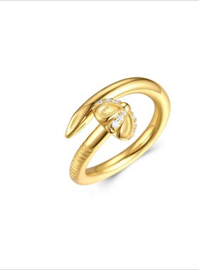 法国Gentle Motto新款钉子带钻小众设计欧美蛇形戒指  高品质