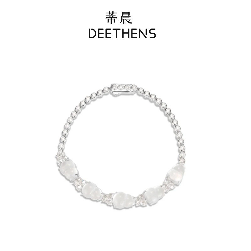法国gentle motto设计新中式水沫玉葫芦手链  白玉髓蝴蝶百搭