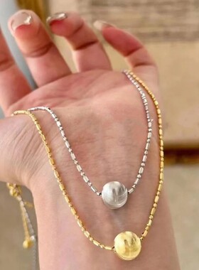 法国gentle motto灯泡拉丝猫眼路路通锆石y字项链 潮流百搭显白