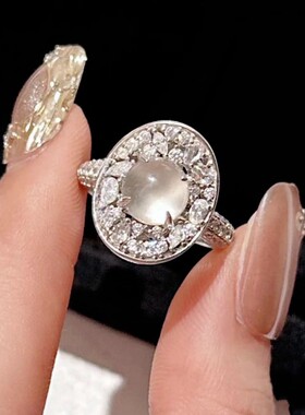 法国gentle motto设计灯泡小元宝迎财水沫玉蛋面戒指 新中式925