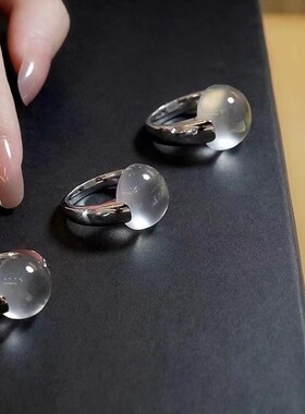 法国Gentle Motto白冰水沫子玉髓戒指女款铜材质简约小众媲美