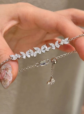 法国Gentle Motto高级感夏日碎钻蝴蝶锆石手链轻奢小众时尚精致