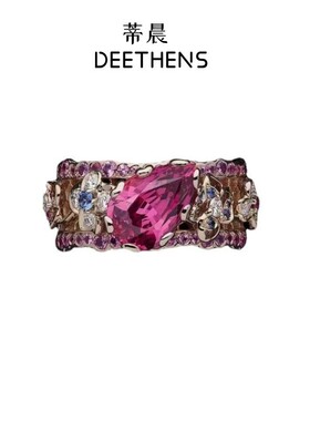 法国gentle motto潮流红刚玉镶钻百搭戒指女  高品质气质法式