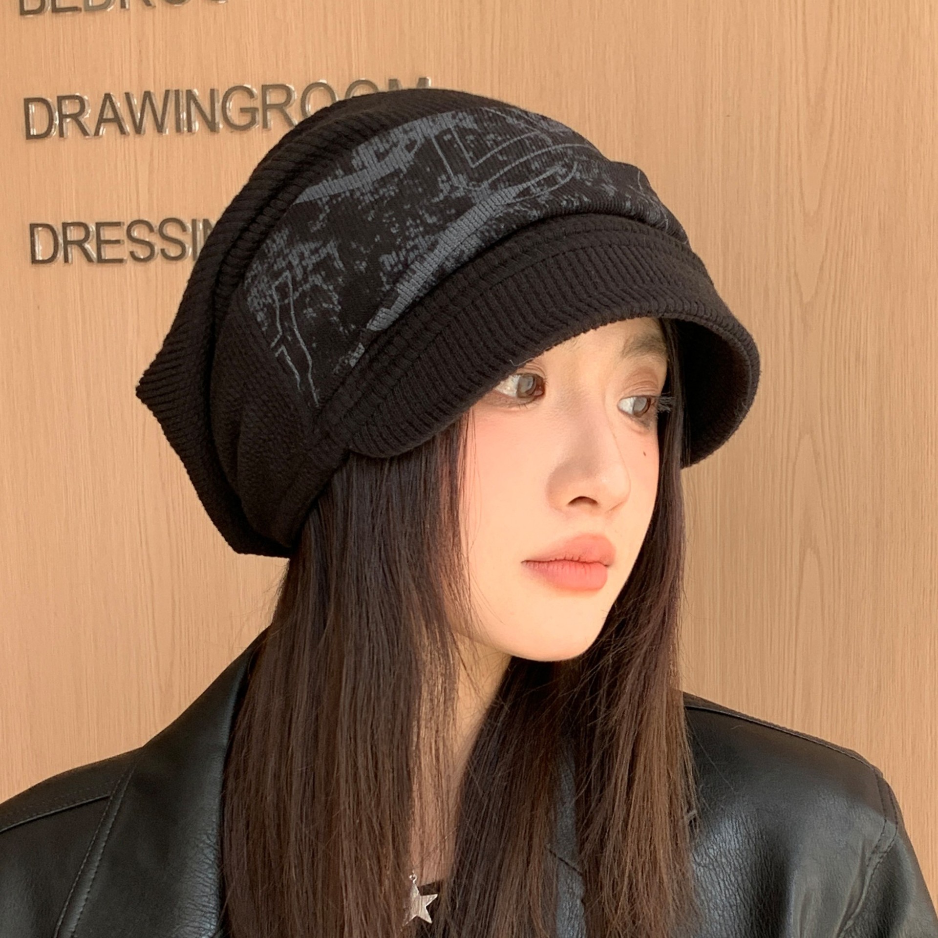 新款秋冬季韩版时尚堆堆帽子女大头围显脸小针织休闲百搭包头