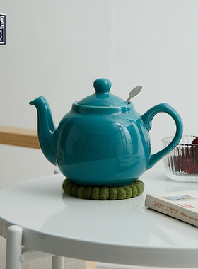 London Pottery 海蓝绿英式田园陶瓷壶北欧轻奢花茶咖啡壶带滤网