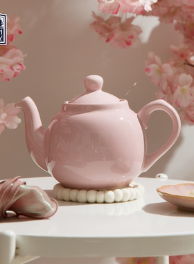 London Pottery 樱花粉系英式进口陶瓷茶壶咖啡壶日系轻奢带滤网