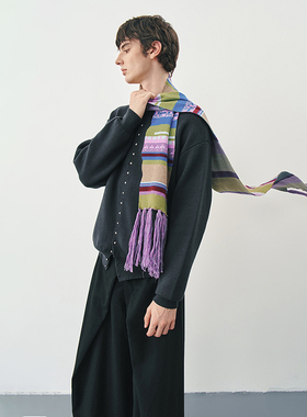 SAMEFLOW 复古柔软羊毛混纺材质冬季保暖围巾女小众设计围脖男