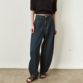 FLOW 百搭四季 款 SAME 张弛有度显瘦轻松休闲水洗复古蓝弯刀牛仔裤