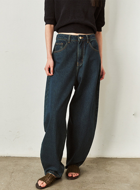 SAME FLOW 百搭四季款张弛有度显瘦轻松休闲水洗复古蓝弯刀牛仔裤
