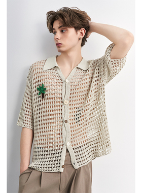 SAME FLOW 丰富夏日造型搭配镂空椰树宽松版型亲肤透气毛织开衫