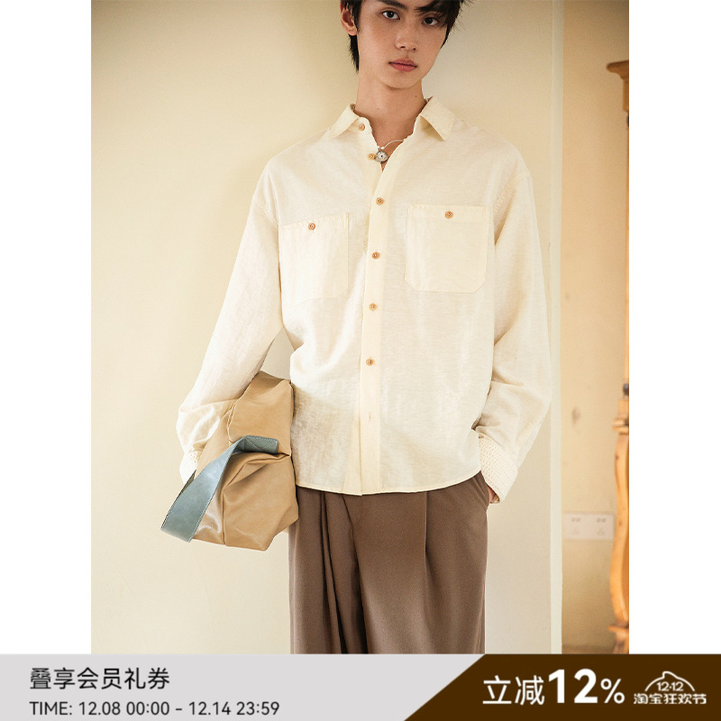 复古设计感高级纯色衬衣