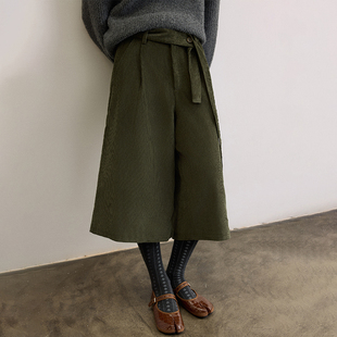 SAMEFLOW 打造复古文艺穿搭厚实挺括柔软亲肤灯芯绒七分阔腿中裤