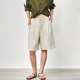 FLOW 慵懒藏青撞色时尚 百搭抽绳亚麻宽松直筒版 SAME 型显瘦短裤
