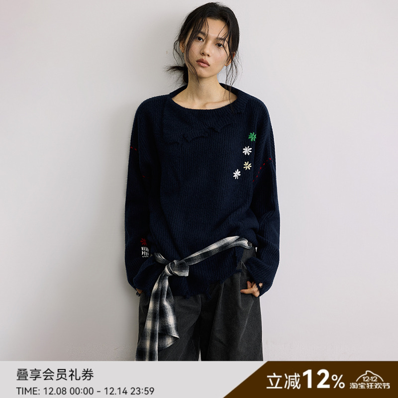 SAMEFLOW 慵懒风套头毛衣女秋冬短款漂亮小上衣羊毛内搭打底衫