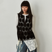 SAME 简约设计感波点蕾丝背心叠穿上衣 时尚 FLOW 原创百搭无袖