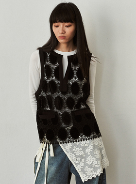 SAME FLOW 原创百搭无袖时尚简约设计感波点蕾丝背心叠穿上衣