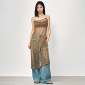 西米亚风格 SAME FLOW 贝壳串珠吊带裙海边度假异域风情造型长裙