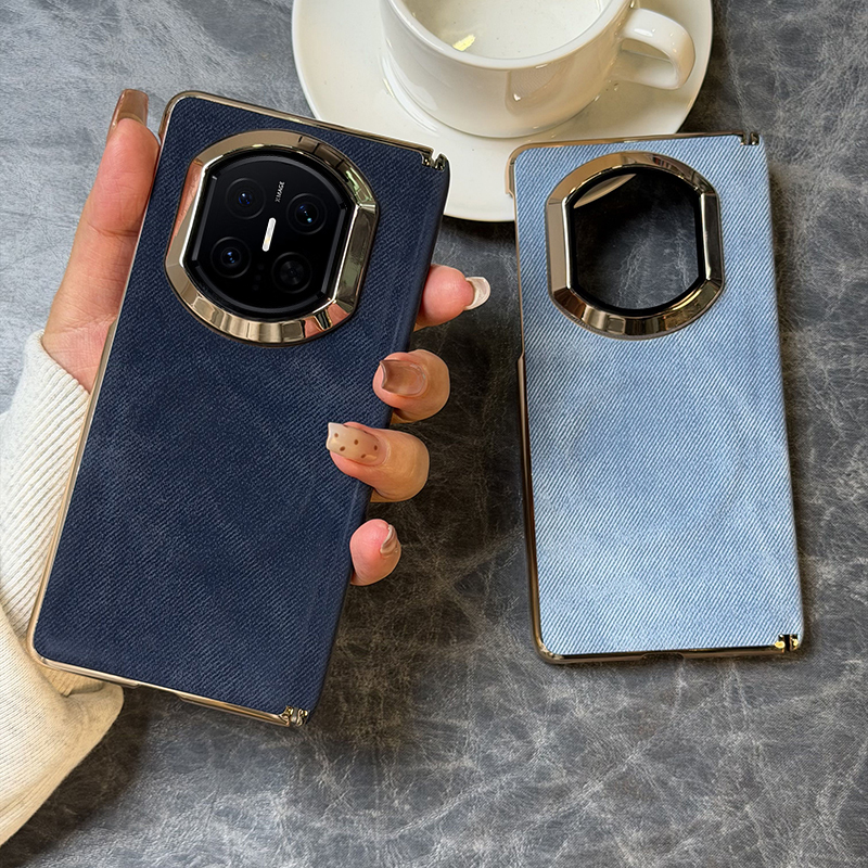 高级磁吸牛仔纹适用华为matex7手机壳电镀边框matex7典藏版折叠屏保护套创意双中轴MATEX7高档磁吸布纹包镜头
