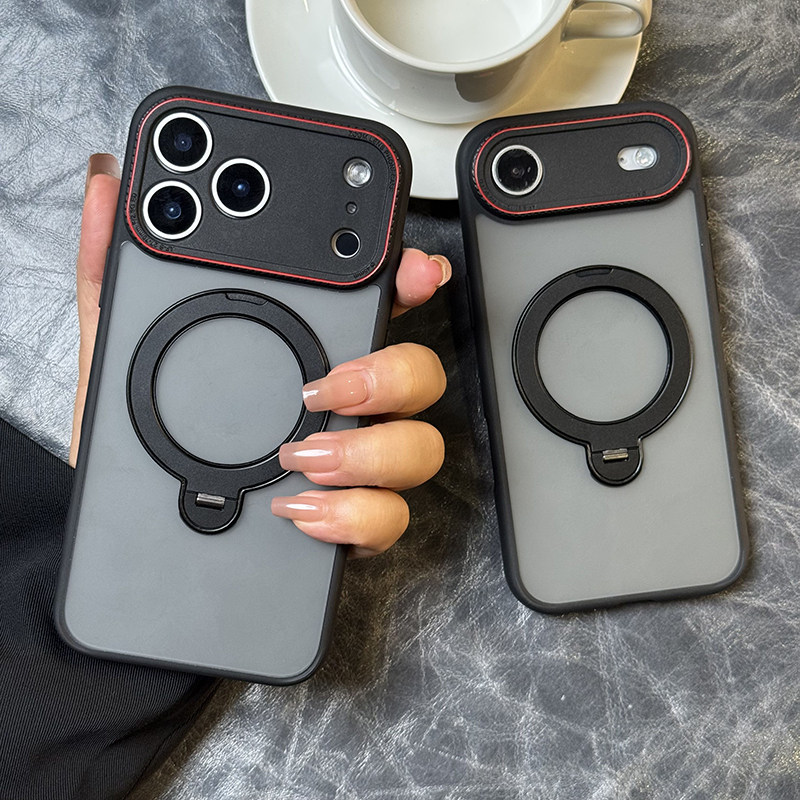 适用iphone17air手机壳磁吸支架苹果17promax保护套全包磨砂透明高档17PRO肤感壳创意徕卡红圈镜头磁吸充电