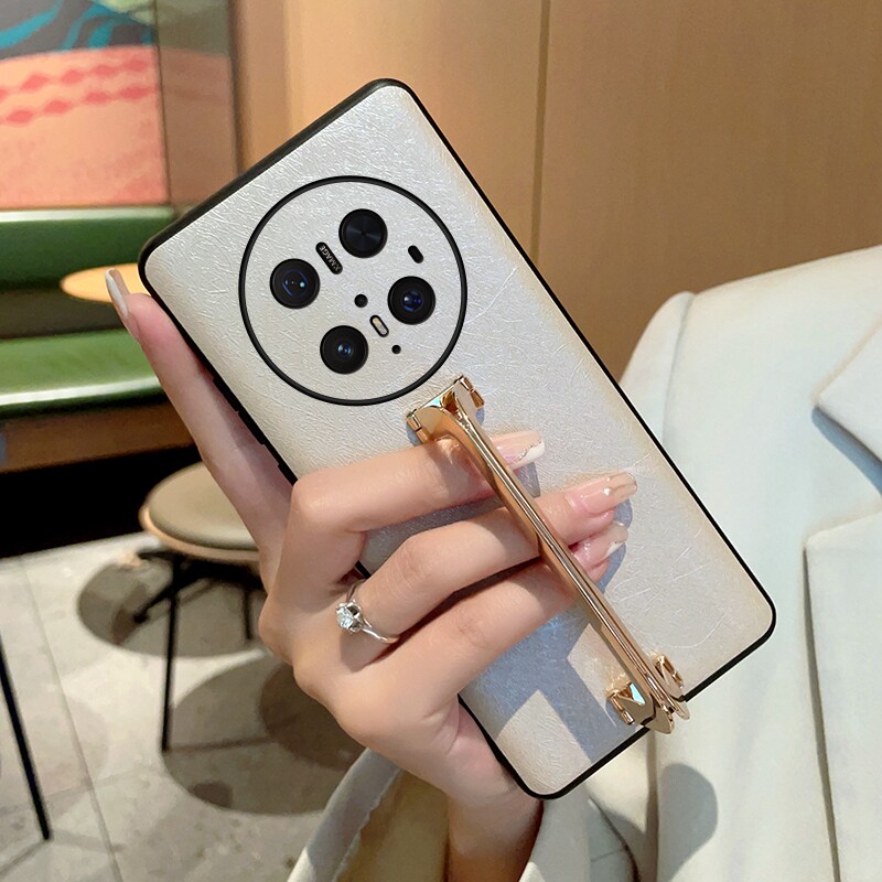 适用华为mate70pro手机壳蚕丝纹华为mate70保护套防摔Mate70pro+轻奢方扣支架女款皮纹全包创意简约高档