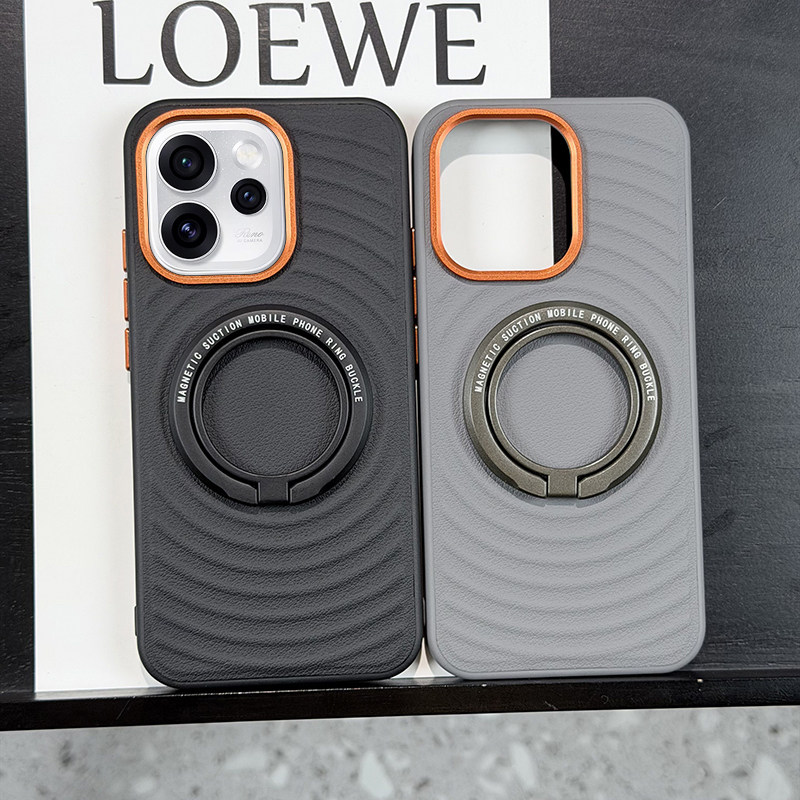 高档磁吸指环支架适用opporeno15手机壳皮纹reno15pro保护套全包防摔波漾纹OPPO高级磁吸男女便携支架