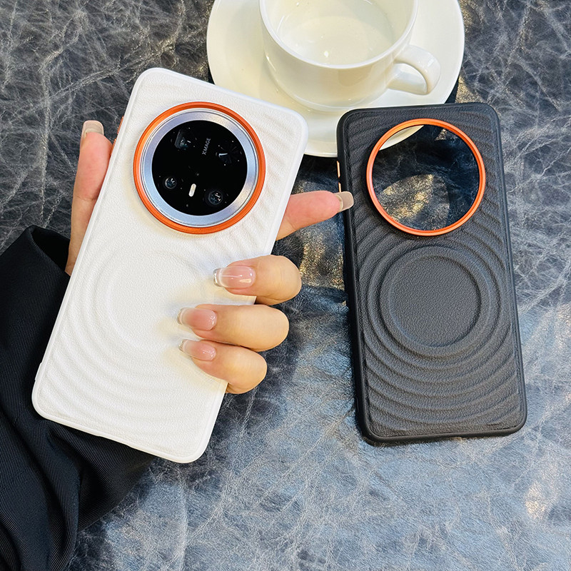 高级磁吸波漾纹适用华为mate70pro手机壳皮纹mate60保护套全包防摔mate70软边防摔高档橙色金属镜头mate60pro