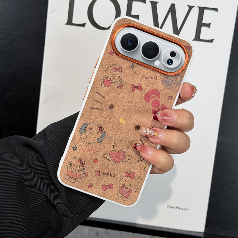 高级可爱磁吸适用荣耀500手机壳皮纹荣耀500pro保护套防摔软边荣耀500PRO网红KT凯蒂猫棕色ins卡通磁吸