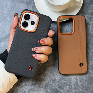 高级皮纹双线设计适用oppporeno15手机壳皮纹reno15pro保护套防摔硅胶软边OPPOReno15高档简约男女