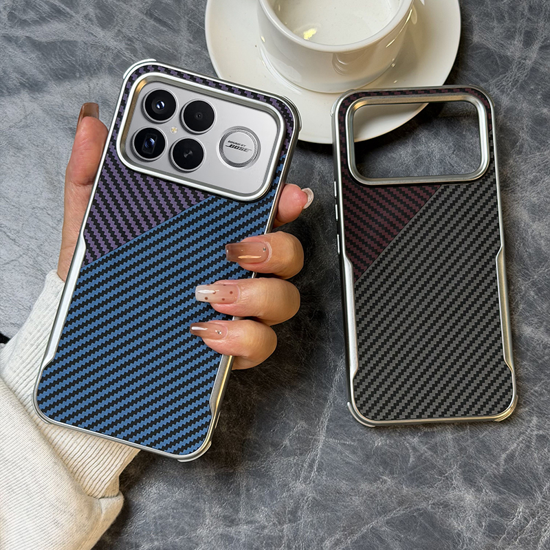 高级拼接纤维纹适用红米k90promax手机壳皮纹红米k90保护套全包防摔磁吸刀锋k90promax高档拼色纤维纹