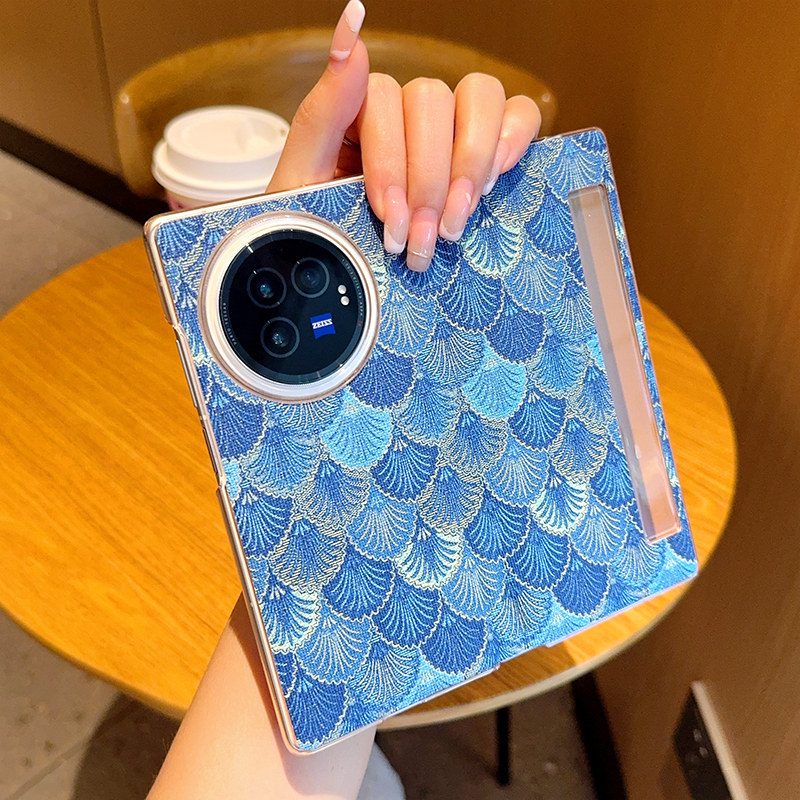 适用VIVOXFold3手机壳全包防摔创意孔雀开屏vivoxfold3pro保护壳皮纹折叠屏新款吸磁翻盖高档大牌女ins