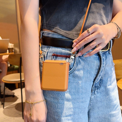 高级感棕色适用荣耀magicvflip2手机壳皮纹magicvflip折叠屏保护套防摔包中轴美拉德棕斜挎挂绳背带magicvfli